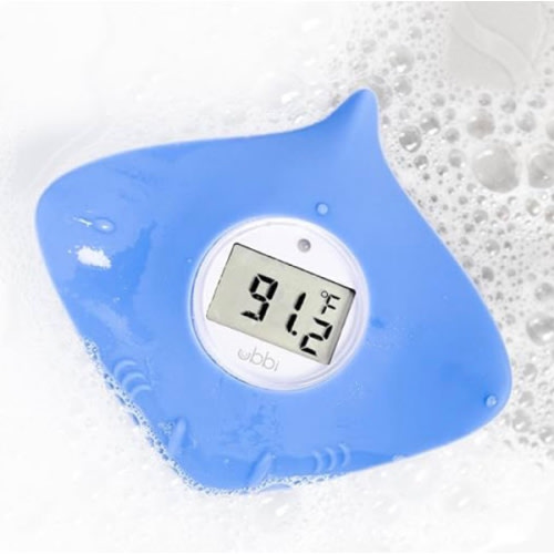 Ubbi Stingray Baby Bath Thermometer for Newborns and Infants, Accurate and Instant High and Low Digital Reads, Floating Silicone Safety Thermometer, Newborn Registry Must Haves, Blue