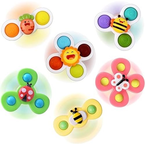 Suction Cup Spinner Toy for Baby - Suction Cup Fidget Spinner Toys Bath Toys Window Spinning Top Baby Toys 12-18 Months Christmas Birthday Gifts for 1 2 3 Boys Girls Sensory Toys for Toddlers 1-3