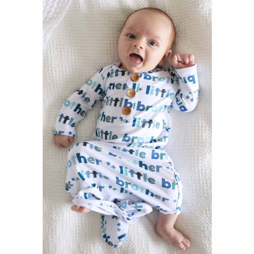 Little Brother Newborn Baby Knot Gown & Hat Set