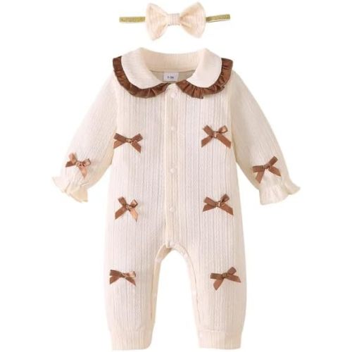 Mioglrie Newborn Baby Girl Clothes Infant Fall Winter Knit Outfits Romper