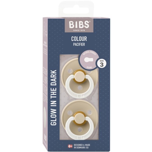 BIBS Night Glow Pacifier 2 Pack, Latex Size 3 - Assorted*