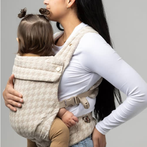 Mabē Monarch Ergonomic Baby Carrier – Premium Cotton Soft Structured Newborn to Toddler Carrier with Hip-Healthy Design, 3 Carry Positions (7-35lbs), Lightweight & Breathable, (Houndstooth)