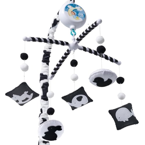 EVERLOVE Montessori Mobile Baby for Crib (TINITIGIES) - Digital Music Box with 12 lullabies & 3 Modes (Rotating only, Music only, or Both) - Black and White Baby Mobile for Boys & Girls
