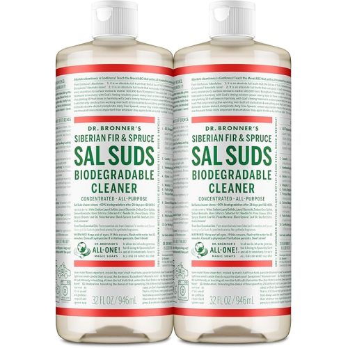 Dr. Bronner's Sal Suds Biodegradable Cleaner (32 Ounce, 2-Pack) – All-Purpose Mop Detergent for Floors, Kitchen & Bathroom, Multi-Surface Household Concentrate, Dish Degreaser & Laundry Use