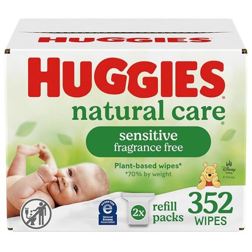 Huggies Natural Care Sensitive Baby Wipes, Unscented, Hypoallergenic, 99% Purified Water, 2 Refill Packs (352 Wipes Total)
