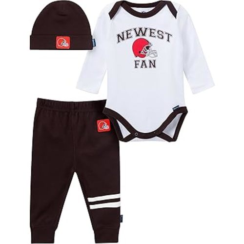 Gerber NFL baby-boys 3-piece Onesie Bodysuit, Active Pant and Cap Set