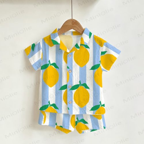 Baby Toddler Lemon Stripe Shirt and Shorts 2-piece Set