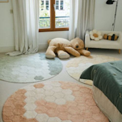 Lorena Canals Round Honeycomb Washable Rug - Blue Sage, 4' 7"