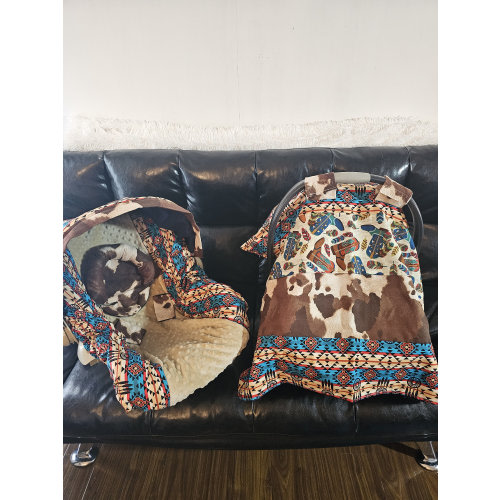 Aztec Western Cow Infant Car Seat Cover set