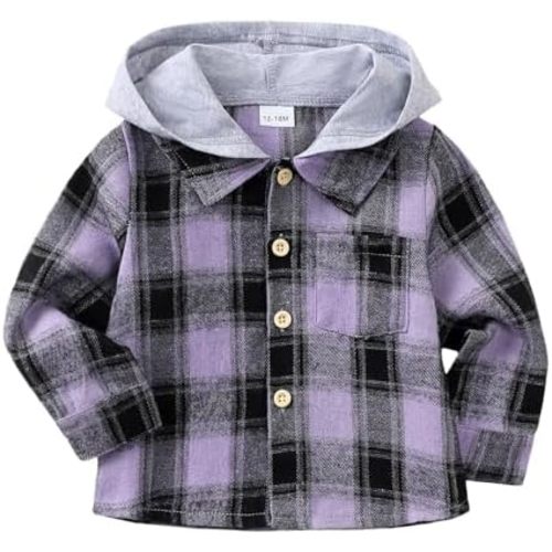 Baby Toddler Boys Long Sleeve Shirt Flannel Buffalo Plaid Shirts Button Down Jacket Top Outfit Fall Winter Clothes