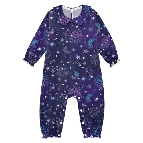 Baby Girls Romper Cotton Long Sleeve One-Piece Ruffle Jumpsuit Clothes Outfit with Collar