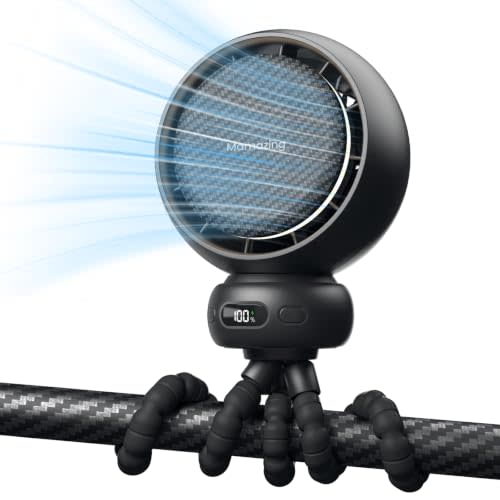 MAMAZING Portable Stroller Fan for Cooling, 70° Auto Oscillation, 5000mAh | 5 Speeds with Natural Wind Mode, USB-C Rechargeable, LED Display, 7 Soothing Songs & Night Light for Car, Crib, Outdoor Use