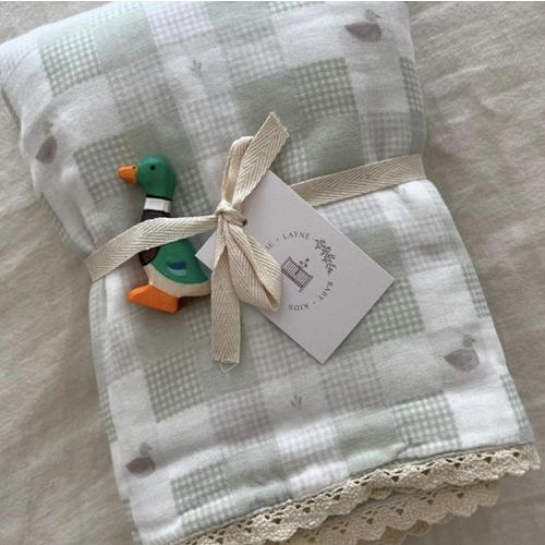 Little Mallard Duck QUILTED 6 Layer Gauze Blanket