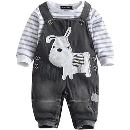 Cute Baby Boy Clothes Suit Toddler Boys' Striped long Sleeve T-Shirt+Denim Overalls Jumpsuit Pants Outfits Sets