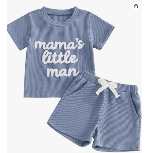 Tsultryofs Baby Boy Summer Clothes Infant Toddler Outfit Letter Graphic Print Short Sleeve T-Shirt Tops and Casual Shorts Set