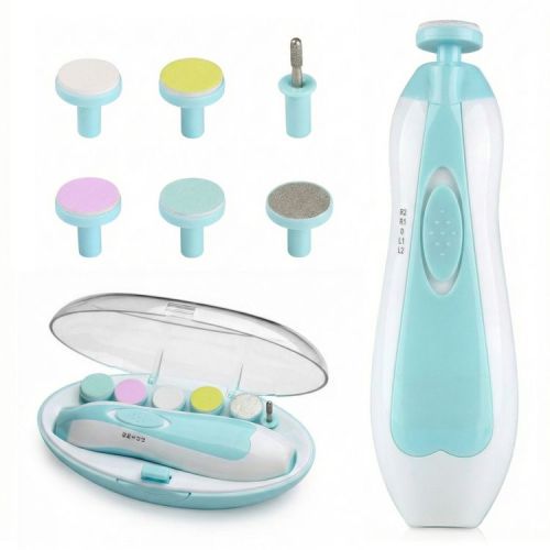 Baby Electric Nail Trimmer Kit with Light, Quiet Operation, 6 Interchangeable Heads for Gentle Precise Baby Nail Care and Polishing Baby Nail Trimmer