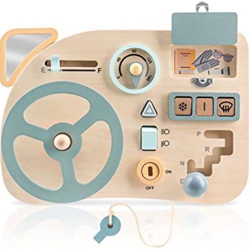 Montessori Busy Board for Toddlers, Wooden Sensory Toys, Preschool Learning Activities for Fine Motor Skills Travel Toy, Steering Wheel Educational Gifts for 1 2 3 Years Old Kids Boys Girls : Toys & Games
