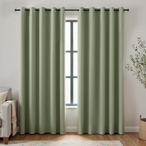 KOUFALL Dark Sage Curtains 72x84 Inches Long for Dining Room 2 Panels Blackout Room Darkening Curtain for Bedroom