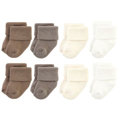 Hudson Baby Basics Infant Baby Cozy Terry Socks 8-Pack, Earthy Neutrals, 6-12 Months