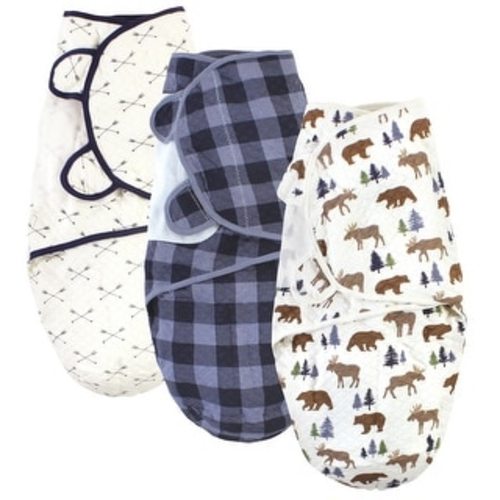 Hudson Baby Infant Boy Quilted Cotton Swaddle Wrap 3pk, Moose Bear, 0-3 Months - Moose Bear - 0-3 Months