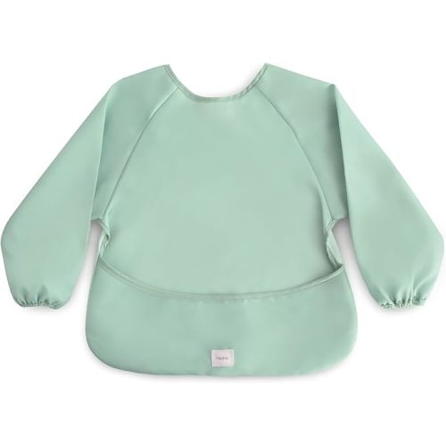 mushie Long Sleeve Baby Bib | Water Resistant Adjustable Fit for Ages 6-24 Months