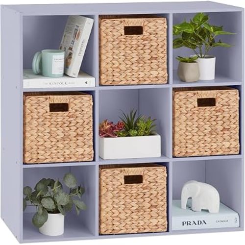 Best Choice Products Kids Bookcase 9-Cube Storage Organizer, 11in Shelf Opening, Bookshelf, Toy Storage, Customizable w/ 3 Removable Back Panels – Lavender