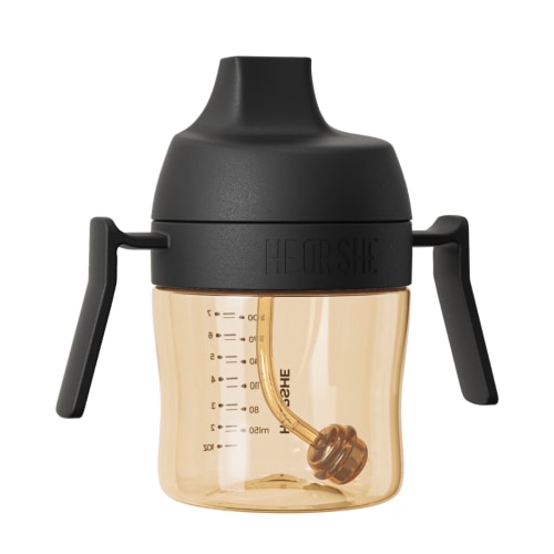 HEORSHE Sippy Cup 7oz (6M+) Black – Spill-Proof Baby Cup