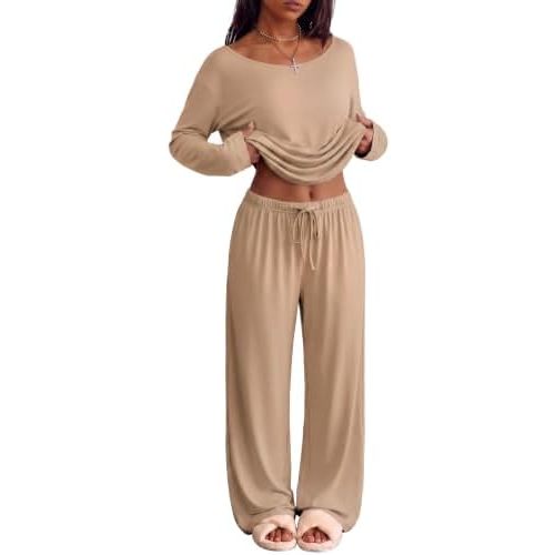 Ekouaer Womens Pajama Sets Lounge Set 2 Piece Long Sleeve PJs