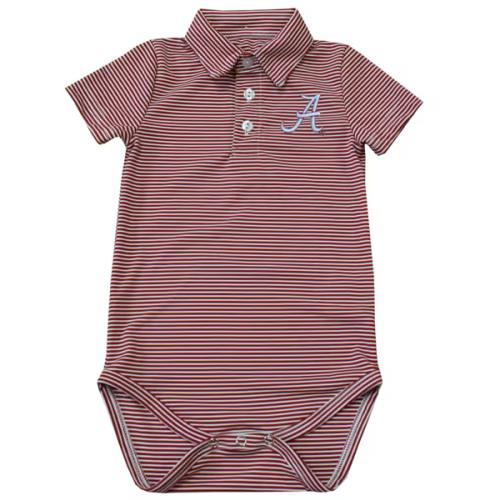 Infant Vive La Fete Crimson Alabama Crimson Tide Polo Pencil Stripe Bodysuit