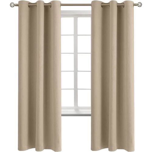 Blackout Curtains - Grommet Thermal Insulated Room Darkening Bedroom and Living Room Curtains, Set of 2 Panels (42 x 72 Inch, Sand)