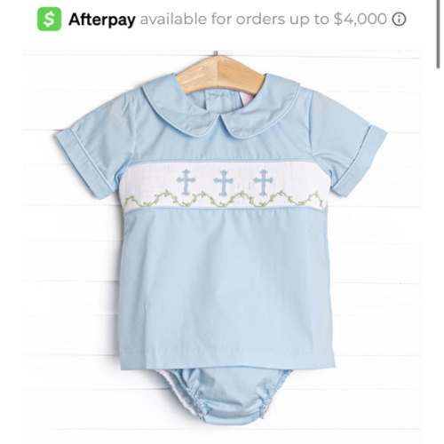 Blessings and Blooms Smocked Diaper Set, Blue – Stitchy Fish