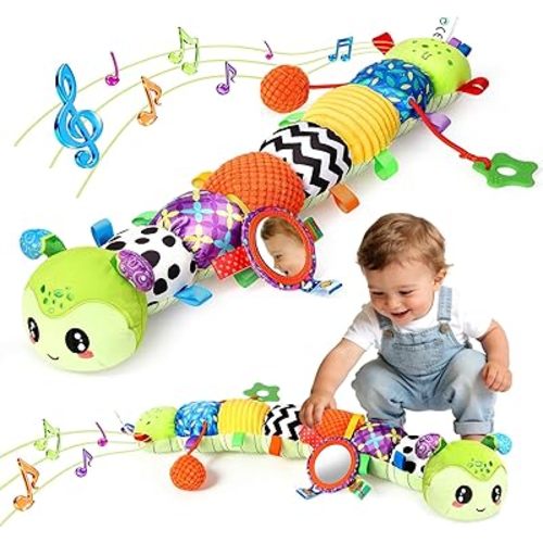 Musical Caterpillar Baby Toys 0-6 6-12 Months, Multi-Functional Sensory Tummy Time Toys for Newborn Infants Boys & Girls, Developmental Stuffed Animal Toys, Baby Shower & Baby Gifts