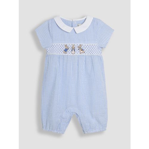 Blue Embroidered Smock Romper 3-6 months