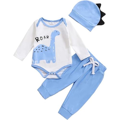 Newborn Infant Baby Boy Outfit Romper Bodysuit Dinosaur Cartoon 0-3 Months Baby Boy Clothes 3.6 9 Months Gift Sets
