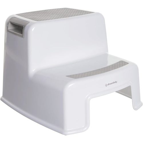 Dreambaby - 2 Up Toddler Step Stool With Non Slip Base, Kids Step Stool for Bathroom, Potty Training and Kitchen, Holds up to 175lbs - Grey & White