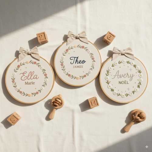 Custom Embroidered Baby Name Hoop | Floral Nursery Art & Baby Shower Gift | Embroidery Gift for Newborn Baby Shower | Newborn Nursery Decor