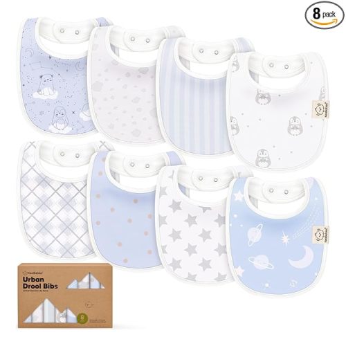 KeaBabies 8-Pack Organic Baby Bibs for Drooling and Teething (Constellation) | Soft Cotton Bibs for Baby Girl, Boy, Extra Absorbent, Easy to Clean & Put On, Toddler, Newborn, Infant 0-24 Months