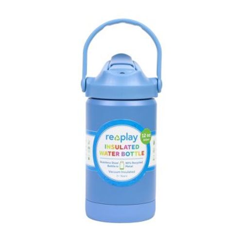 Re-Play 12 fl oz Recycled Stainless Steel Cup - Denim: BPA-Free, Leakproof, Vacuum-Insulated, Flip-Top Lid