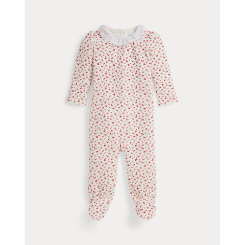Floral Velour Footed Coverall