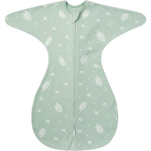 ZIGJOY Shark-Fin Transition Swaddle - Baby Sleep Sack with 2-Way Zipper Cotton Swaddle Blanket for Newborn
