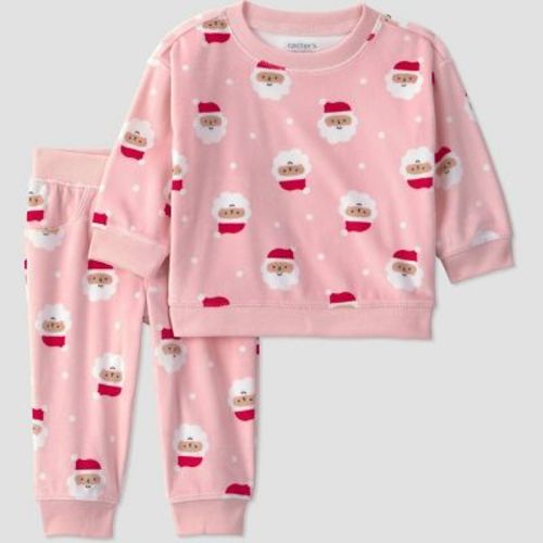 Carter's Just One You®&nbsp;Baby Girls' Christmas 2pc Santa Top and Pants Set - Pink 12M