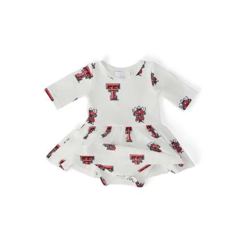 Texas Tech White Raider Red 3/4 Sleeve Twirl Bodysuit