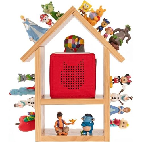 Magnetic Loft House Tonie Shelf, Holds 65-70 Figures, Toniebox1&2 Organizer | Strong magnetic, holds 65-70 Tonies figures, 2-tierloft, wall or desk, fits Toniebox & charger, easy assembly kids organizer