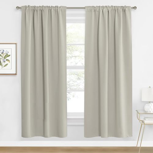 RYB HOME Blackout Curtains for Living Room, Privacy Thermal Insulating Window Treatment Drapes for Bedroom Dining Home Office Basement, W 42 x L 80 inches, Natural, 2 Panels