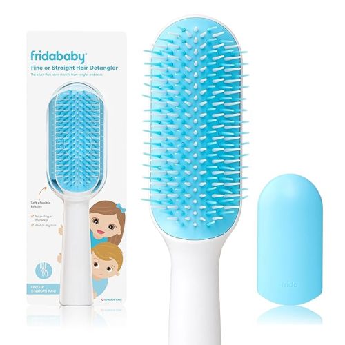 Frida Baby Fine or Straight Hair Detangling Hair Brush for Kids, Detangles Knots Without Tears or Breakage, Comb Teeth and Bristle Design - 1 Count (Pack of 1) - For Fine or Straight Hair
