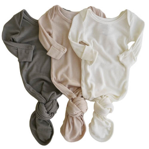 Bamboo Waffle Newborn Baby Knot Gown 3-Pack | Bamboo Forest*