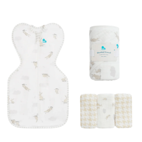 Newborn Gift Bundle | Swaddle Up | Towel | Wash Cloth | Cloud Bunnies