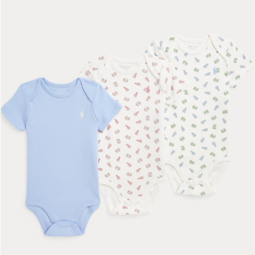 Crab-Print Cotton Bodysuit 3-Pack Set