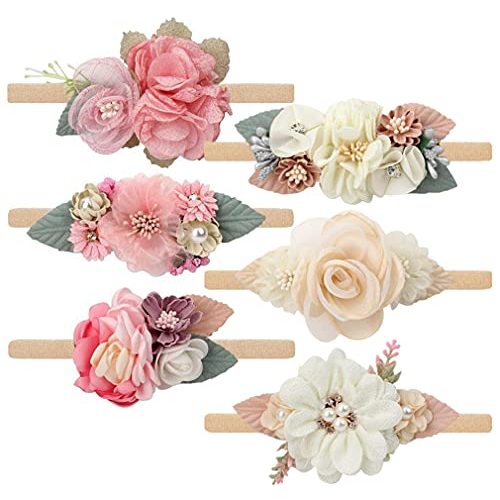 Toptim Baby Floral with Nylon Headbands for Newborn Girls Shower Photo (6 Colors)