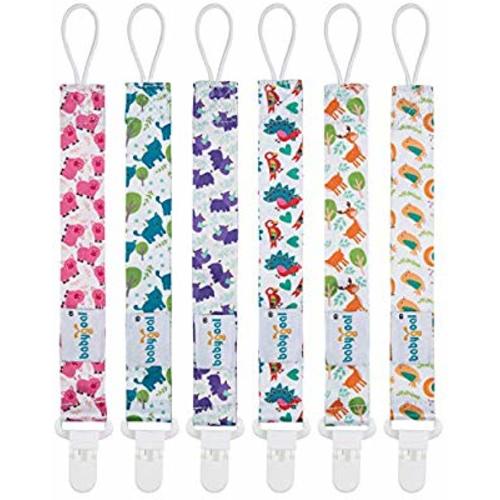 Babygoal Pacifier Clips, 6 Pack Pacifier Holder for Boys and Girls Fits Most Pacifier Styles,Teething Toys and Baby Shower Gift 6PB04 - Plastic Clips - animal world